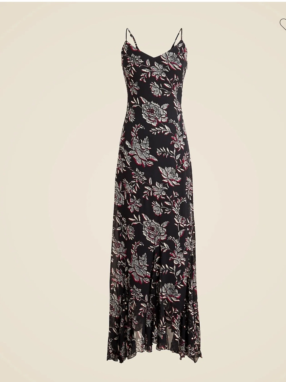 JCrew Flounce-hem slip dress in floral chiffon